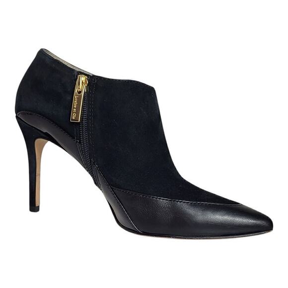 Louise et Cie Black Suede Velvet Booties Side Zip Boots Size 8M/38.5 - Picture 1 of 9